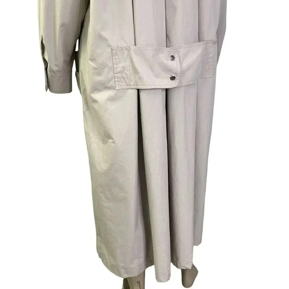 Time Collection Lightweight Pleated Long Trench Coat Women Size 8 Tan Oversized - Picture 9 of 16